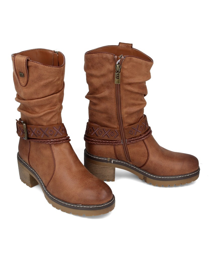 Botas boho tacón bajo Mustang Doris High 53539 para mujer