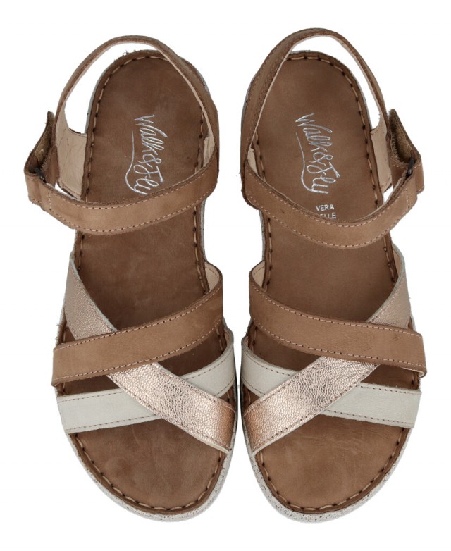 Sandalia Con Tiras Piel Walk Fly Para Mujer