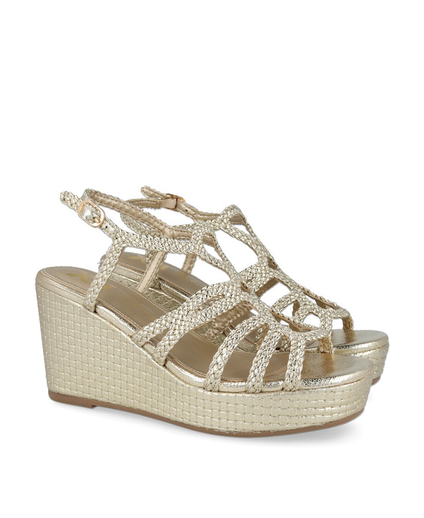 Sandalias de cuña metalizadas Xti 144056