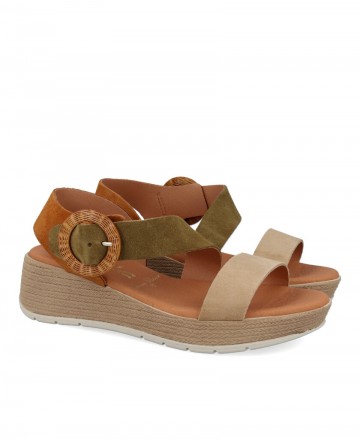 Sandalia multicolor mujer cuña media Marila Rosea