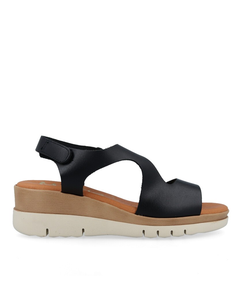 Black sandal with medium wedge Marila ALLEN