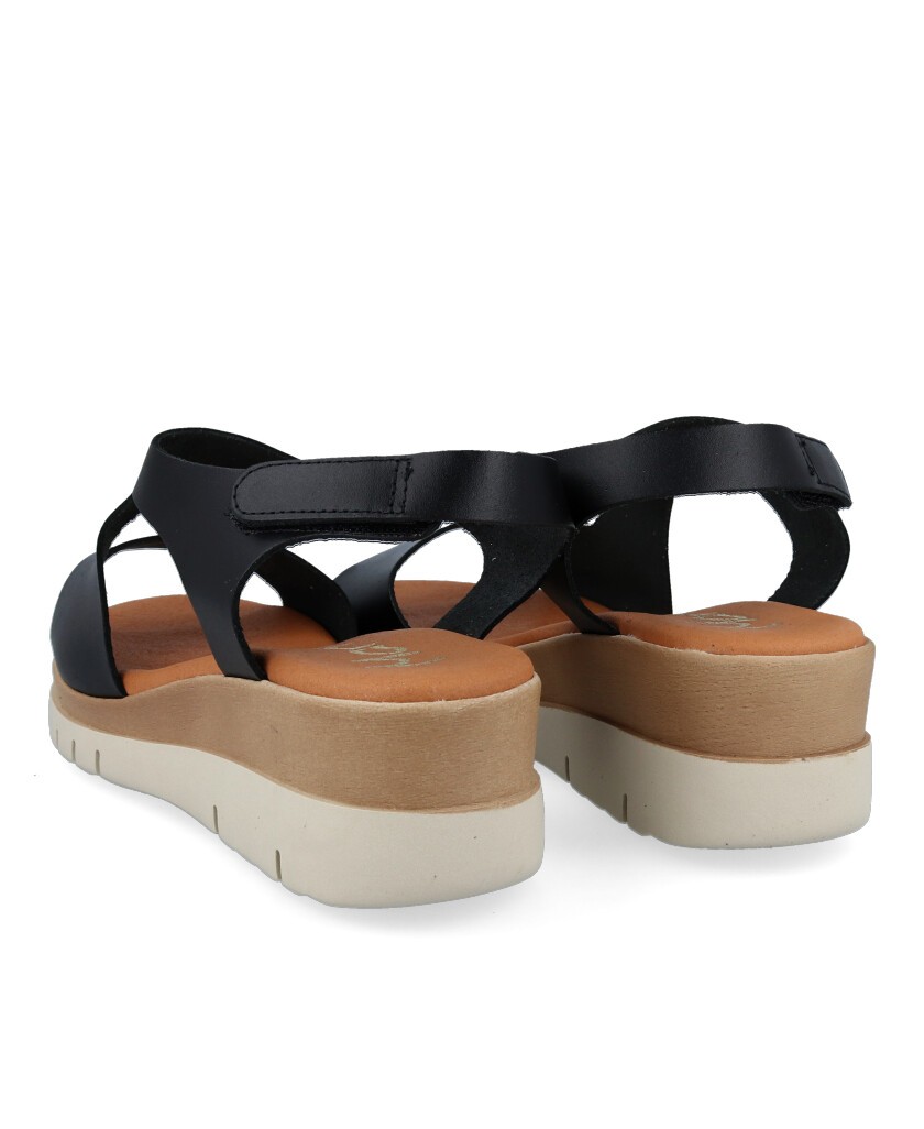 Black sandal with medium wedge Marila ALLEN