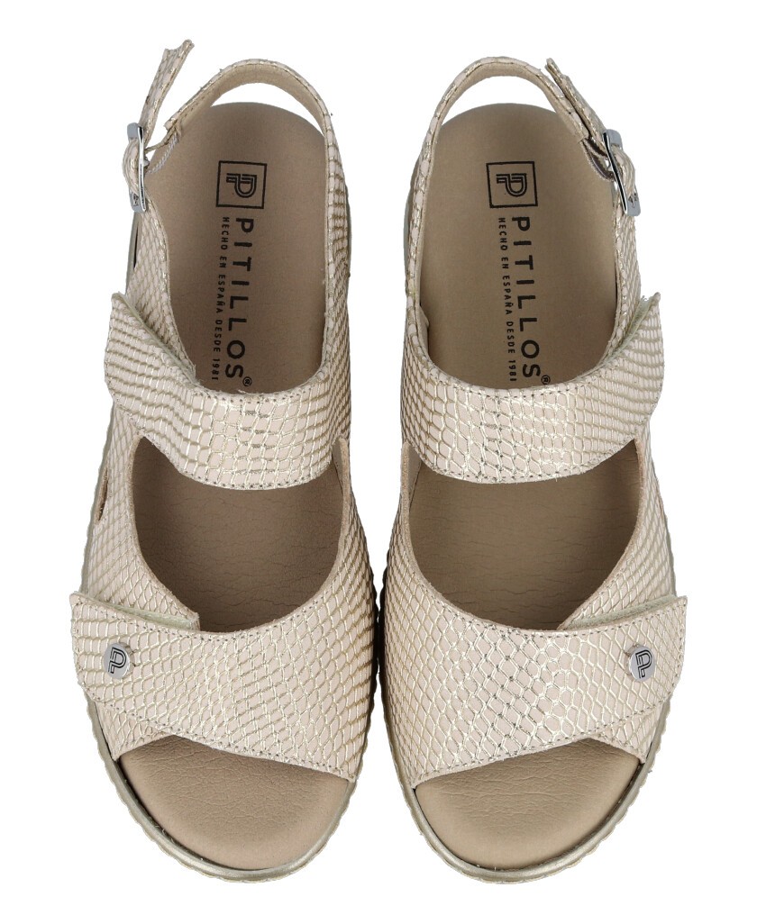 Metallic beige open sandal Pitillos 10300