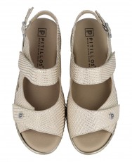 Metallic beige open sandal Pitillos 10300