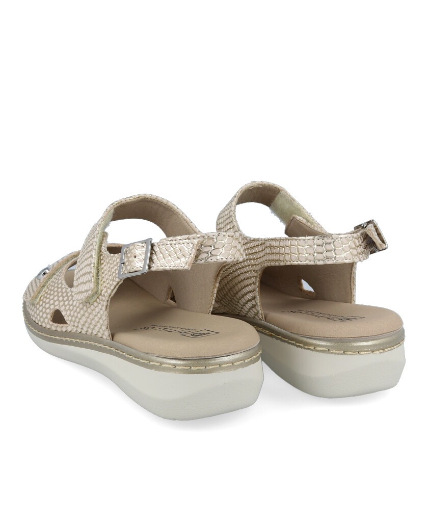 Metallic beige open sandal Pitillos 10300