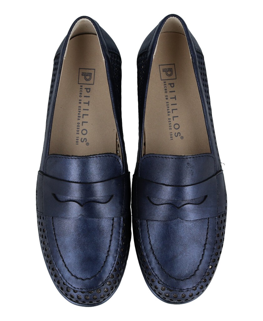 Mocasín azul marino para mujer Pitillos 10321