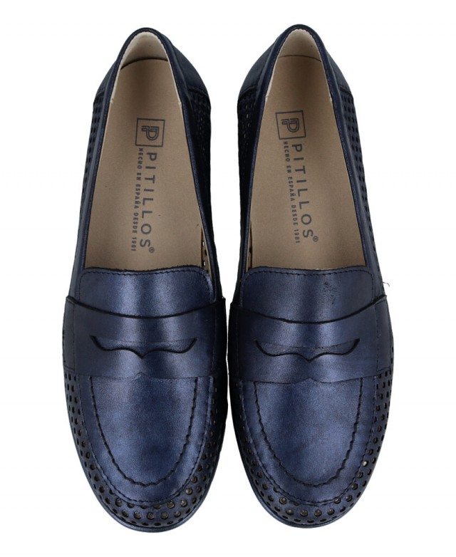 Mocasín azul marino para mujer Pitillos 10321