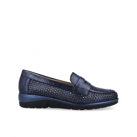 Mocasín azul marino para mujer Pitillos 10321
