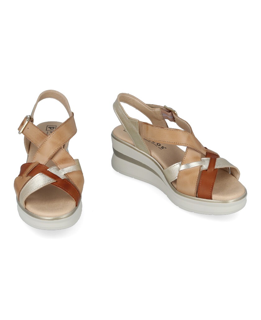 Sandalia multicolor con cuña Pitillos 10360