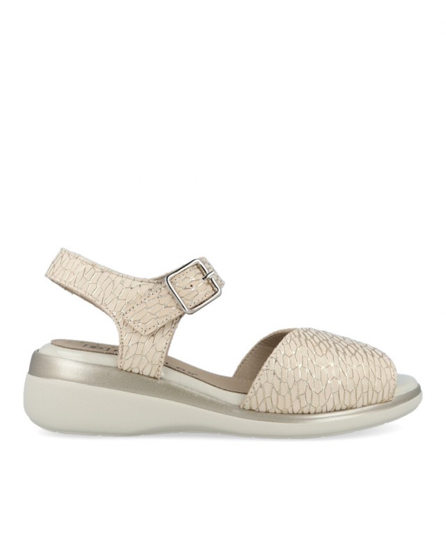 Pitillos 10343 metallic beige wedge sandal