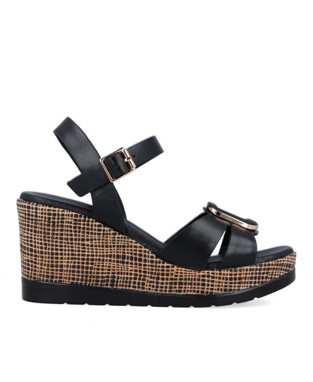Repo Phil Gatiér 51425 Black Wedge Sandals Repo Phil Gatiér 51425 Black Wedge Sandals