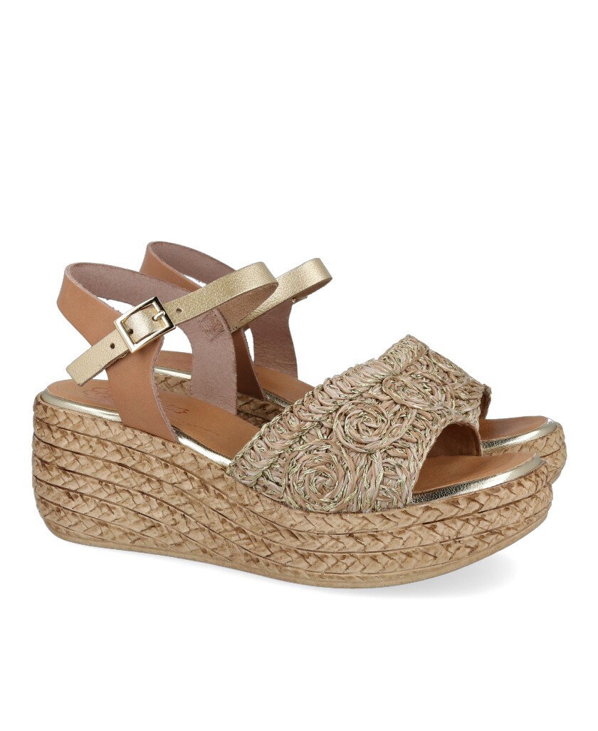 Sandalia con cuña color taupe Porronet Dalia 3164