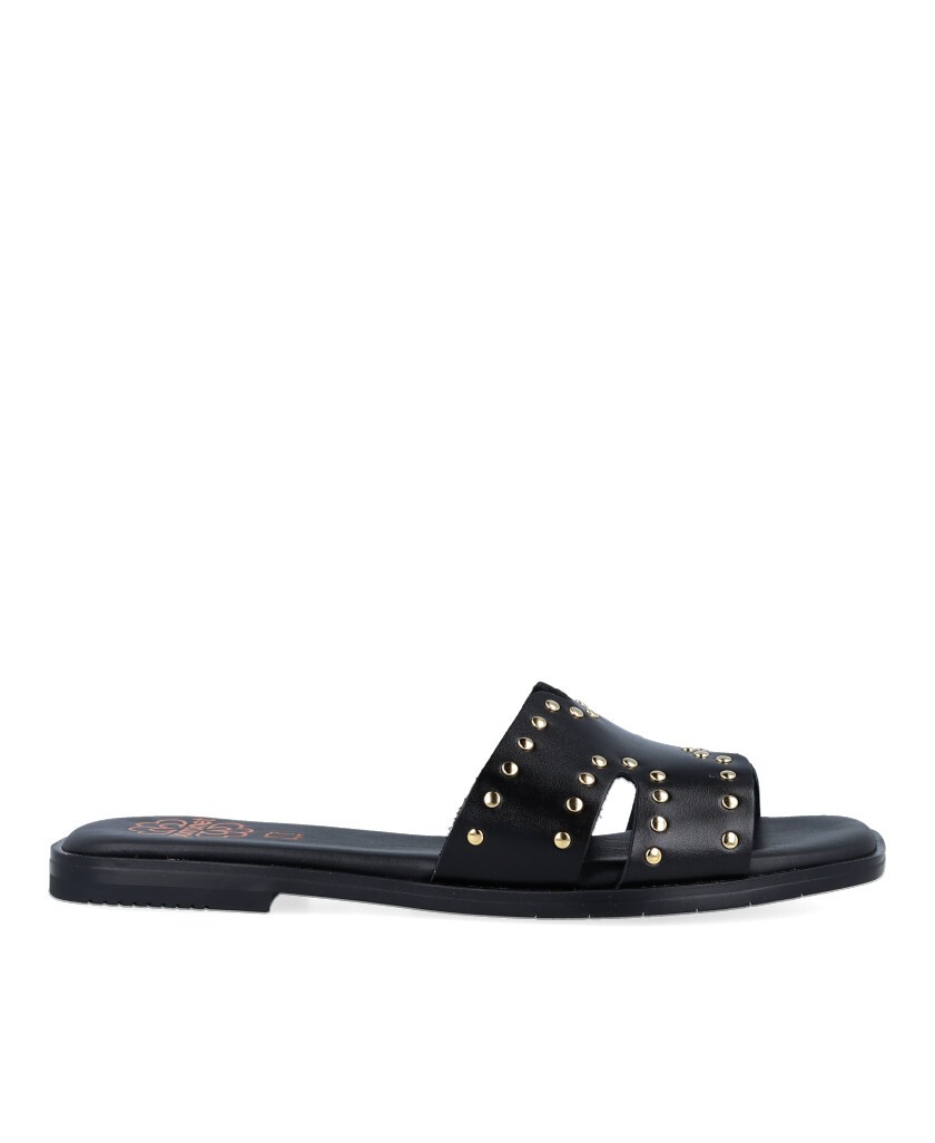 Porronet 3115 Black Studded Slip-on Sandals