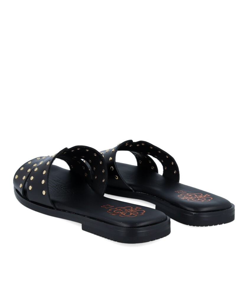 Porronet 3115 Black Studded Slip-on Sandals