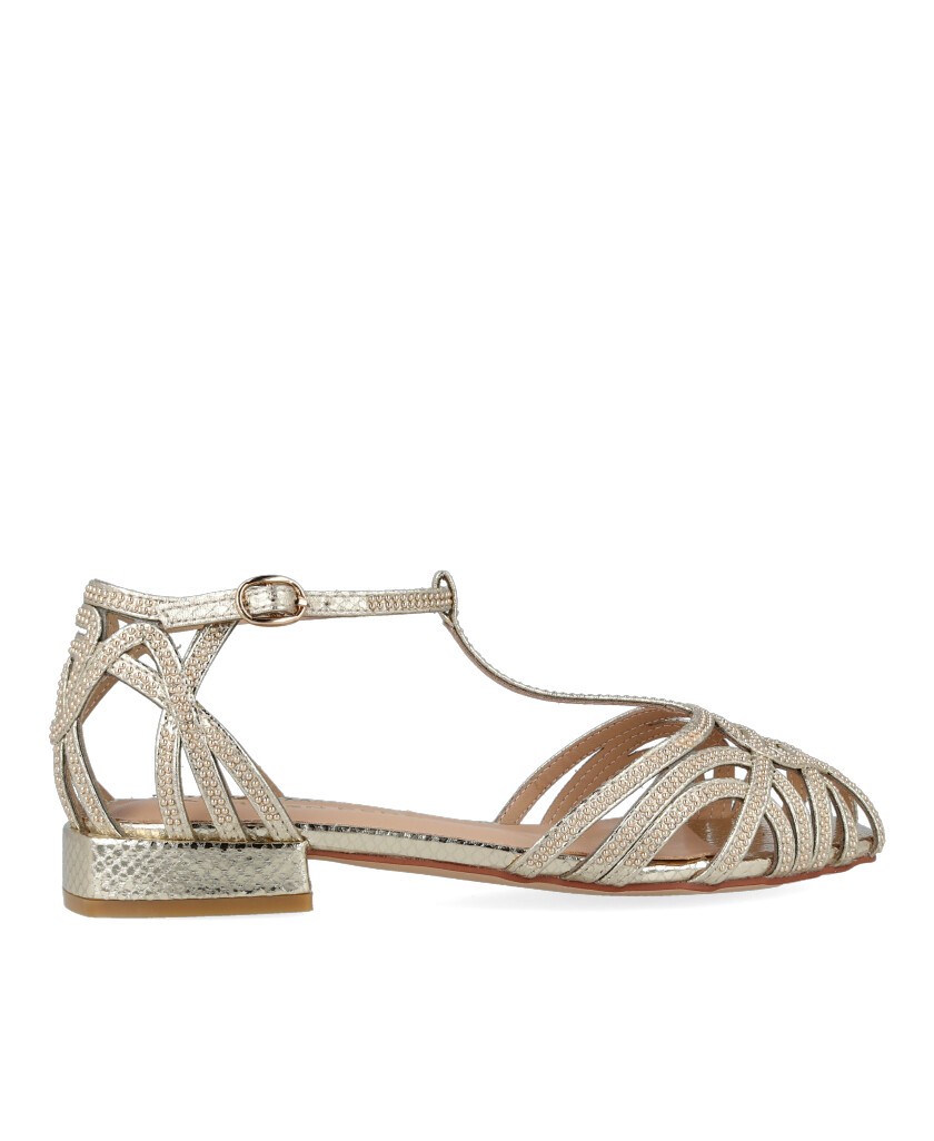 Alma en Pena 50412 gold crab sandals