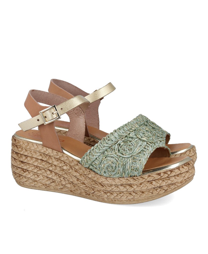 Sandalias verdes con cuña Porronet Dalia 3164