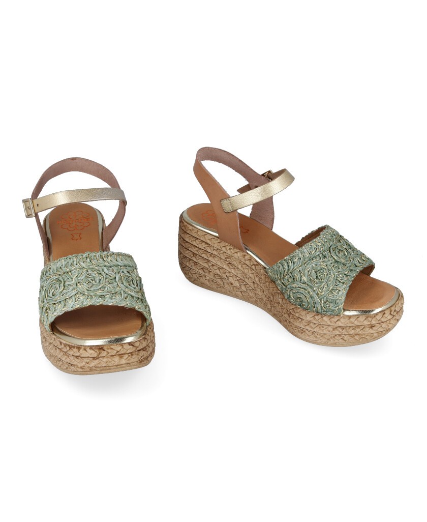 Sandalias verdes con cuña Porronet Dalia 3164