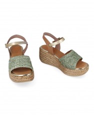 Sandalias verdes con cuña Porronet Dalia 3164