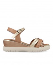 Beige and gold wedge sandal Porronet Berta 3156 Beige and gold wedge sandal Porronet Berta 3156