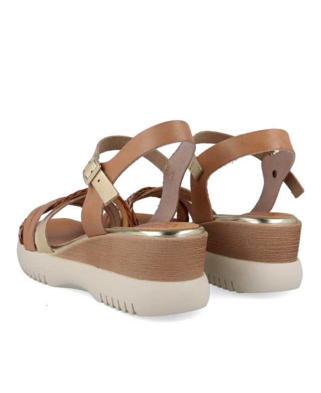 Beige and gold wedge sandal Porronet Berta 3156 Beige and gold wedge sandal Porronet Berta 3156