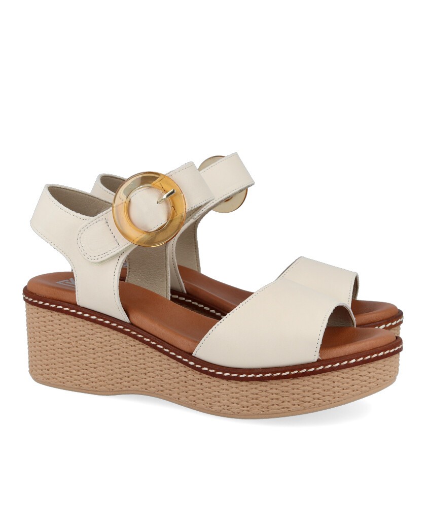 Sandalias con cuña de color blanco Dorking D9450