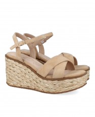 Sandalia de tacón de color taupe Eva Paris 28948