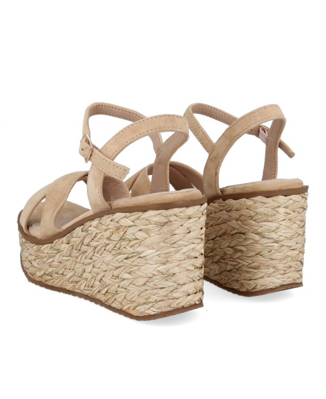 Sandalia de tacón de color taupe Eva Paris 28948