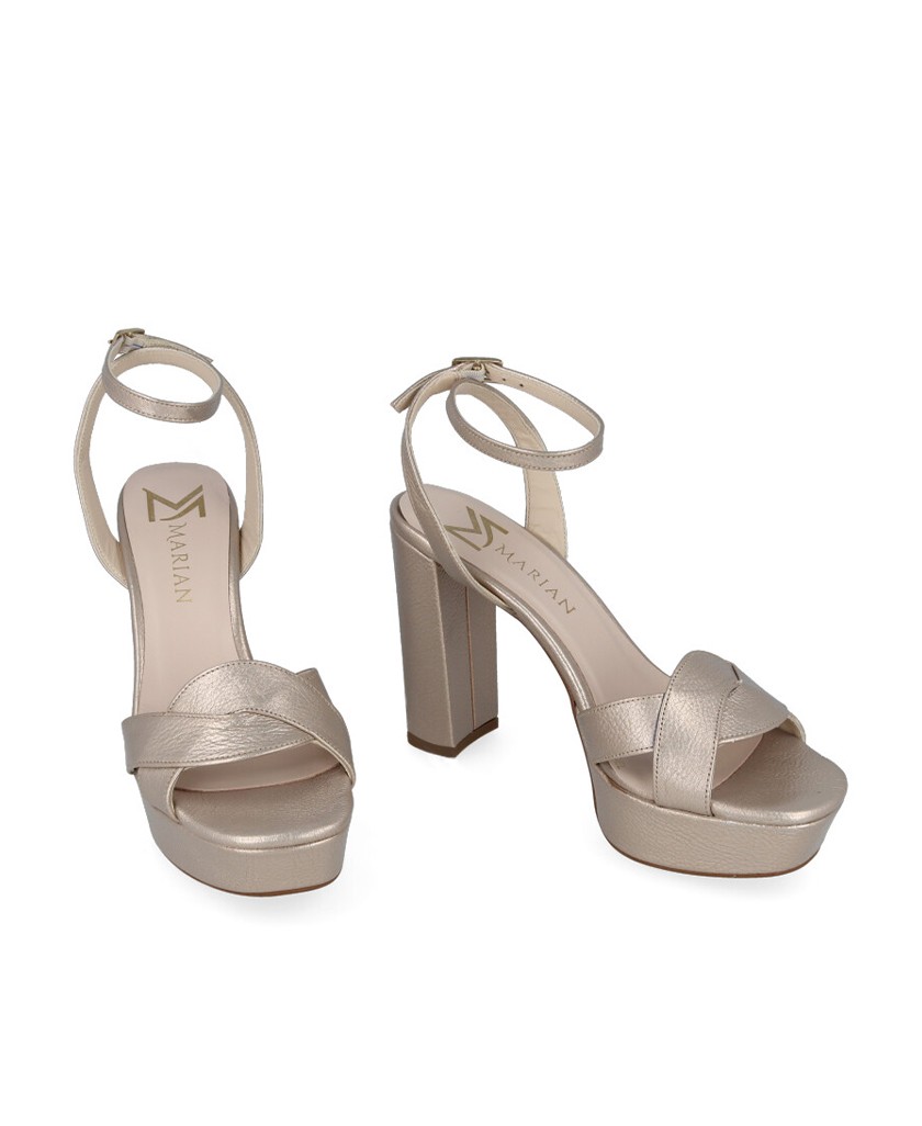 Sandalias de tacón alto metalizadas Marian 55203