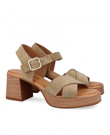 Camel color heeled sandals Catchalot R-145761