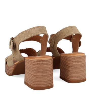 Camel color heeled sandals Catchalot R-145761