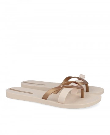Chanclas beige de tiras Ipanema Mesh Slide 83649