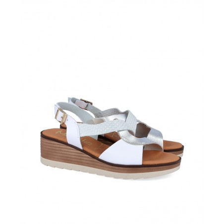 White and metallic wedge sandal Marila Akron