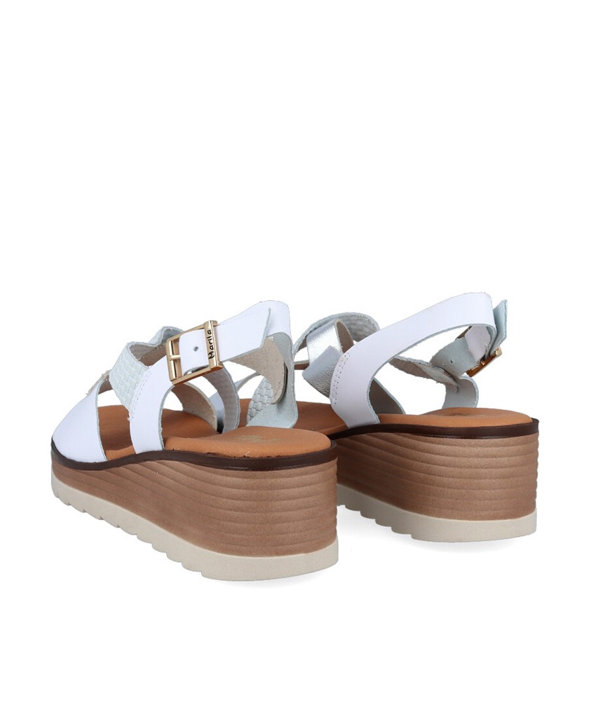 White and metallic wedge sandal Marila Akron