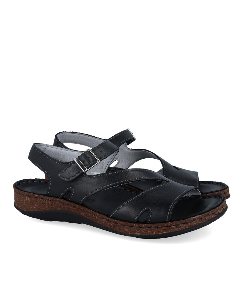Bio black sandals Walk And Fly Montana 3861 35