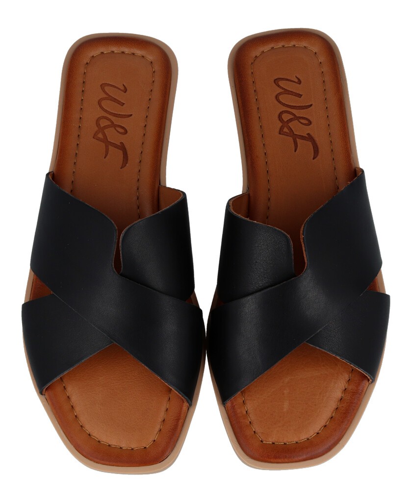 Sandalias para mujer en color negro Caracteristicas con hebilla altura de piso 1 cm zapato de estilo casual suela de goma termo