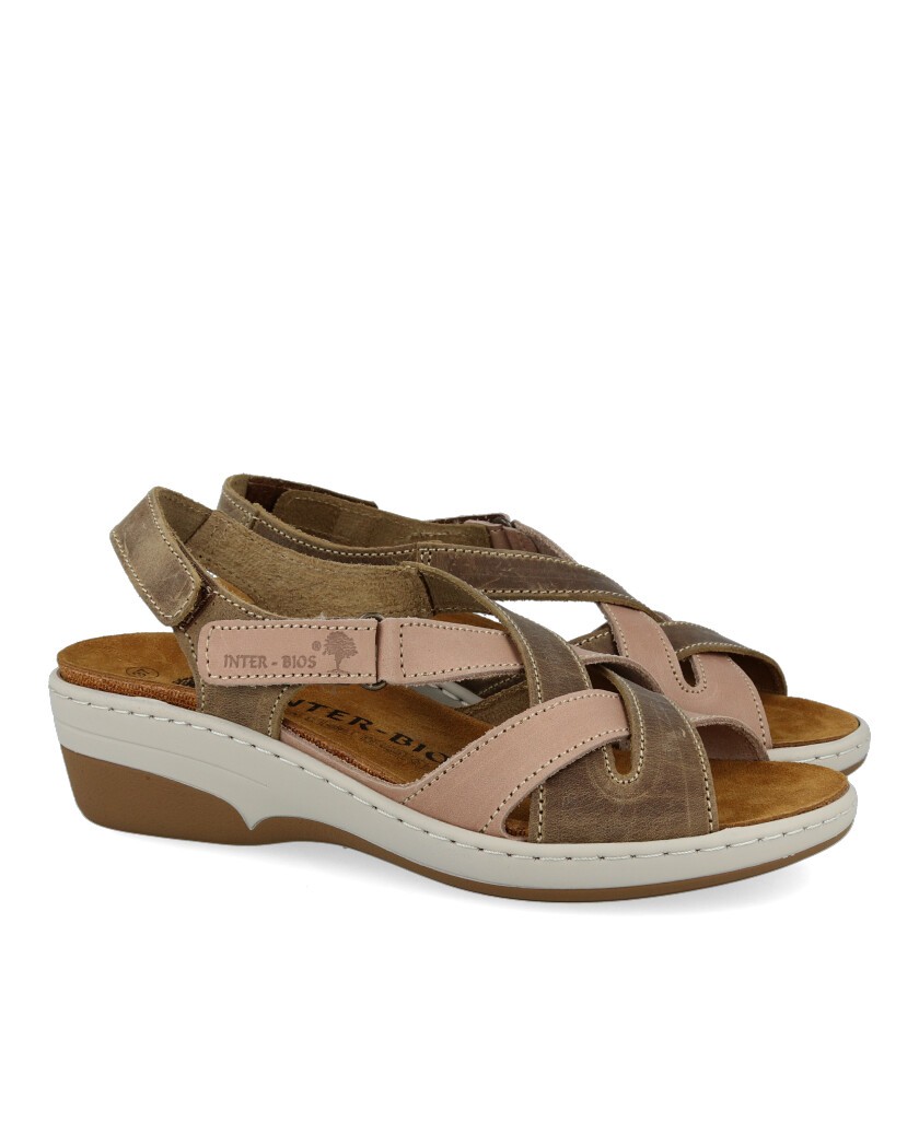 Multicolor Strappy Wedge Sandals Interbios 3017