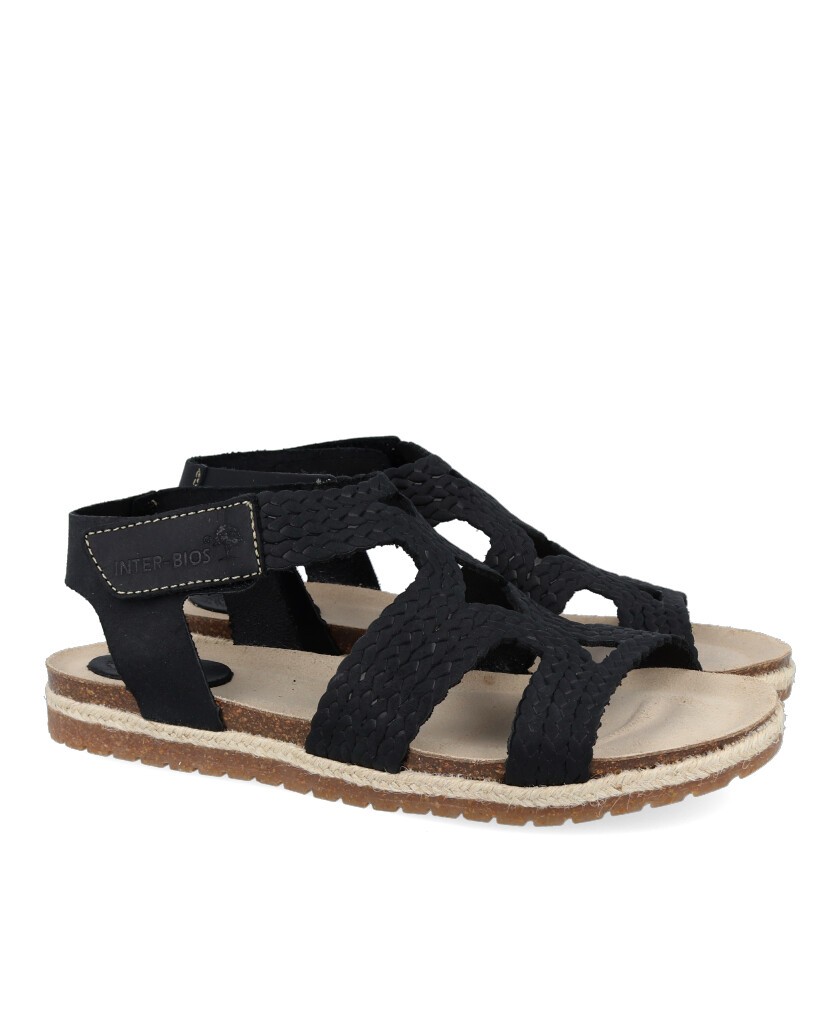 Black Braided Bio Sandal Interbios 2200
