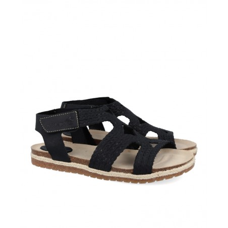 Sandalia Bio trenzada color negro Interbios 2200