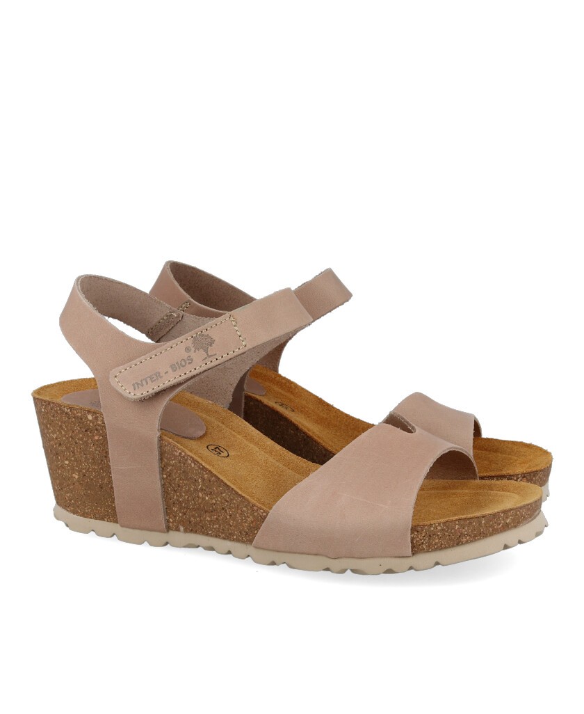 Beige Wedge Bio Sandals Interbios 5649