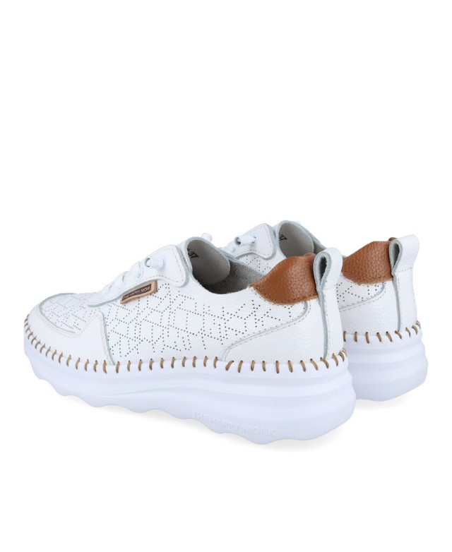 Happy Monk Calpe-002 leather sneakers for women in white color