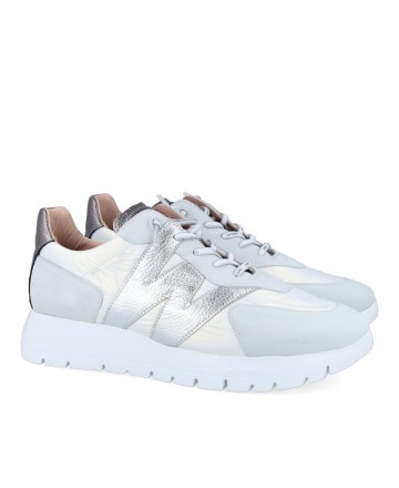 Sneakers blancas metalizadas mujer Wonders A-2464