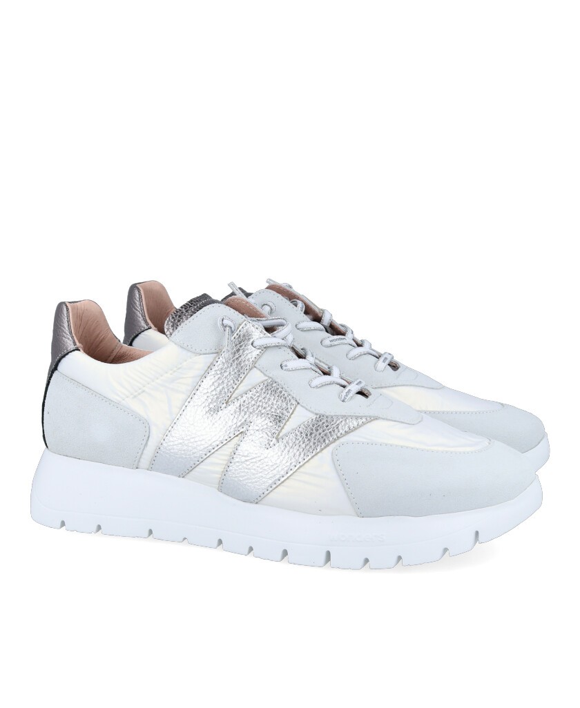 Sneakers blancas metalizadas mujer Wonders A-2464