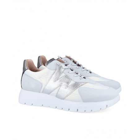 Sneakers blancas metalizadas mujer Wonders A-2464
