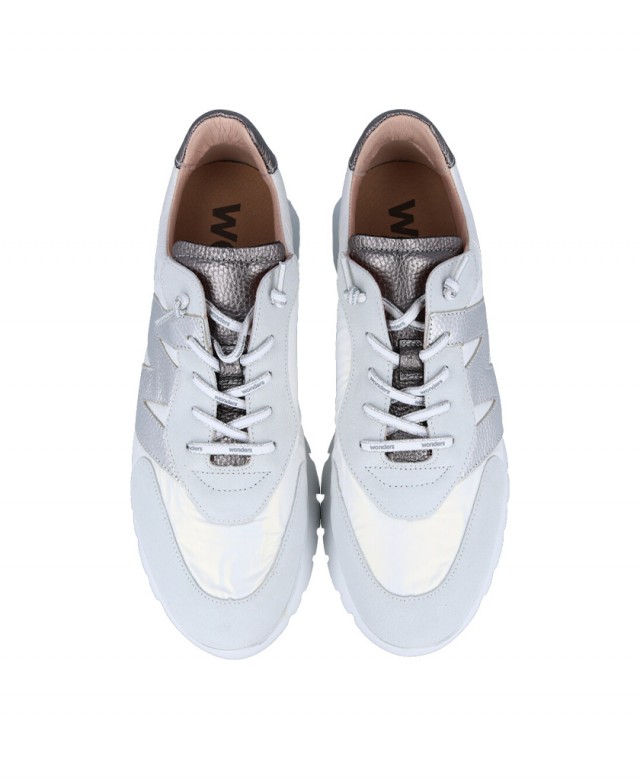 Sneakers blancas metalizadas mujer Wonders A-2464 Sneakers blancas metalizadas mujer Wonders A-2464