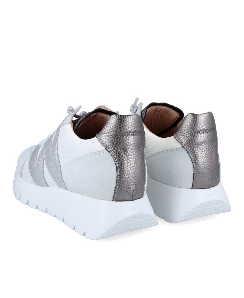 Wonders A-2464 Women's White Metallic Sneakers