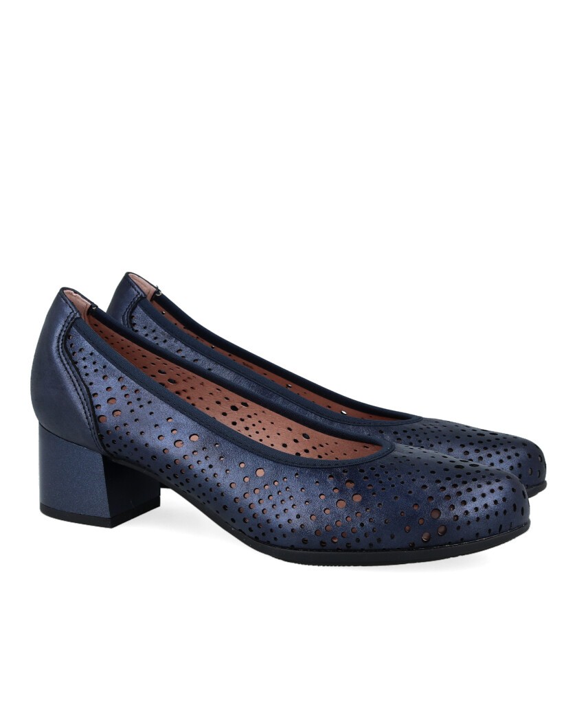 Pitillos 10461 Navy Blue Perforated Low Heel