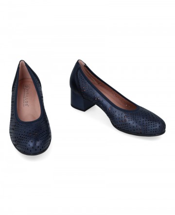 Pitillos 10461 Navy Blue Perforated Low Heel