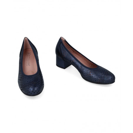 Pitillos 10461 Navy Blue Perforated Low Heel