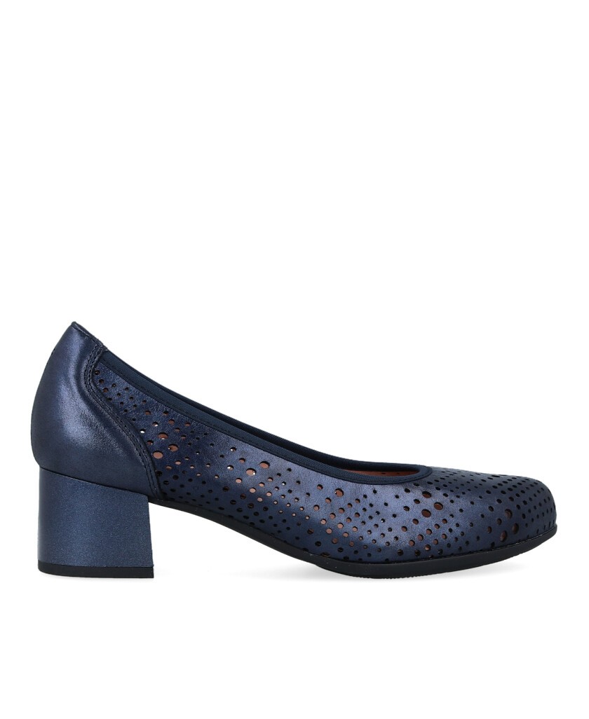 Pitillos 10461 Navy Blue Perforated Low Heel