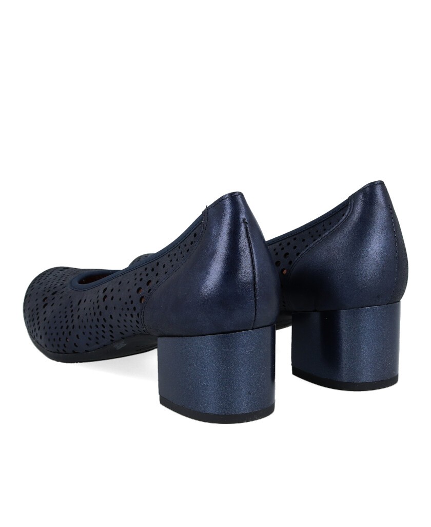 Pitillos 10461 Navy Blue Perforated Low Heel